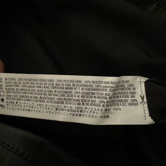 Faux Leather Jacket Womens Medium Black Moto Zip Pockets - Picture 5 of 5